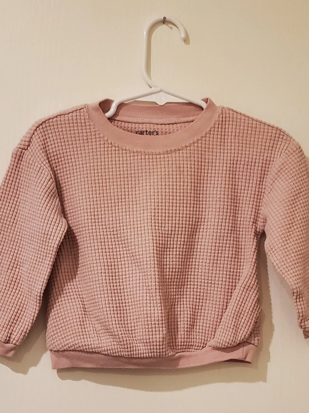 Carter's Light Pink Waffle Knit Crewneck Sweater